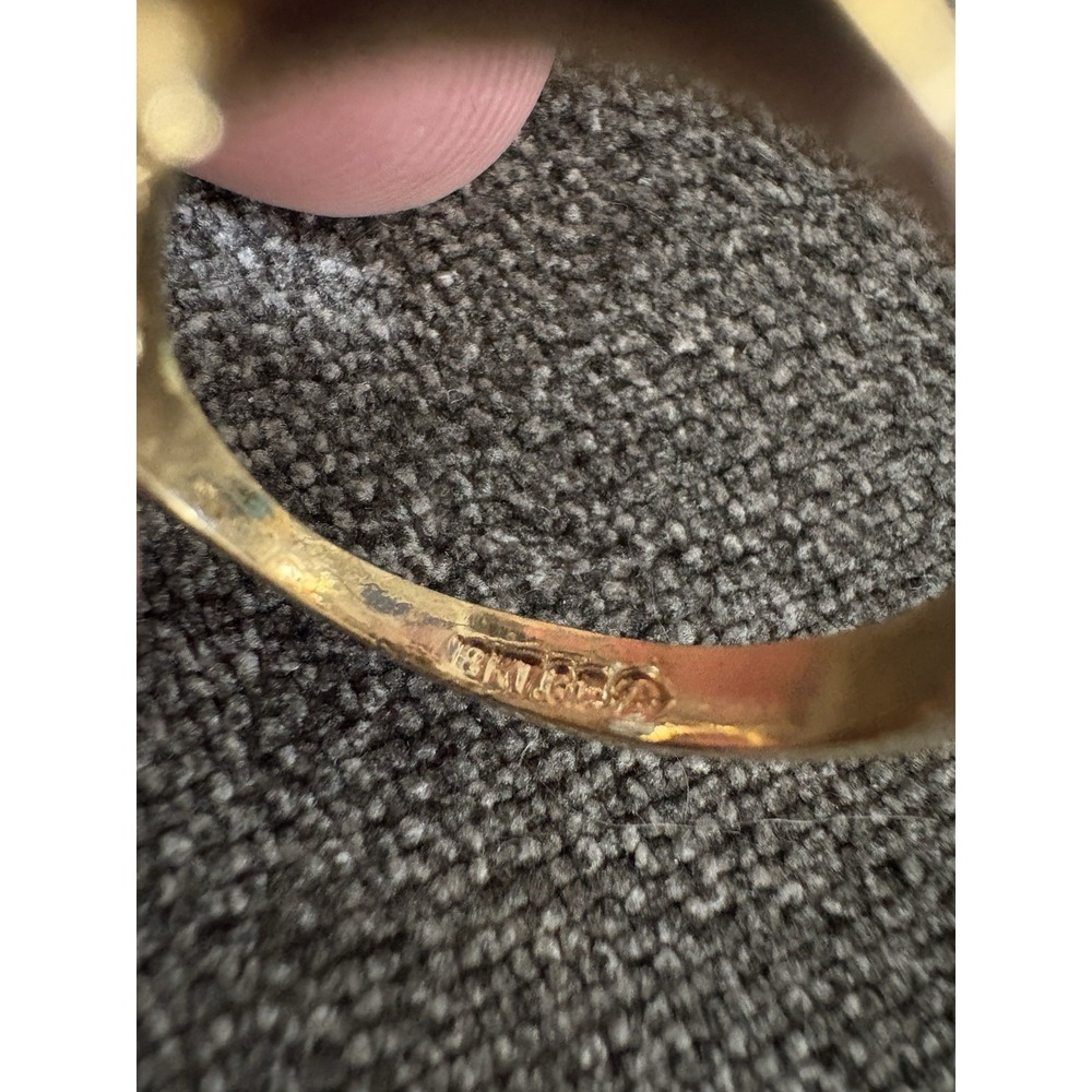 1970's Ring Sapphire and Clear CZ Crystals 18k Yellow Gold Plated‎ Band - Picture 6 of 10